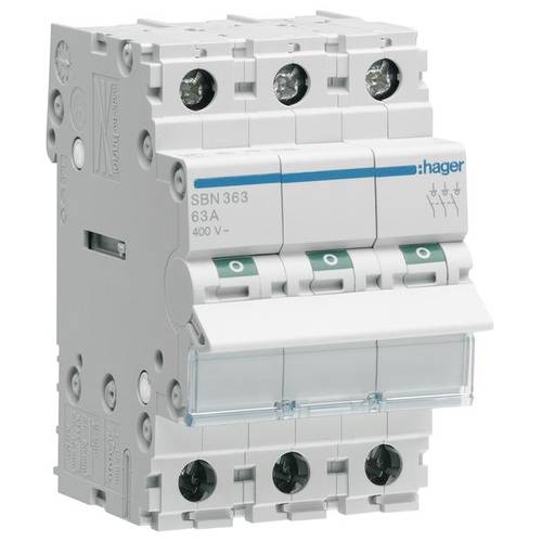 Ausschalter 3polig 63 A 3 Schließer 400 V Hager SBN363