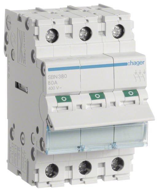 Ausschalter 3polig 80 A 3 Schließer 400 V Hager SBN380