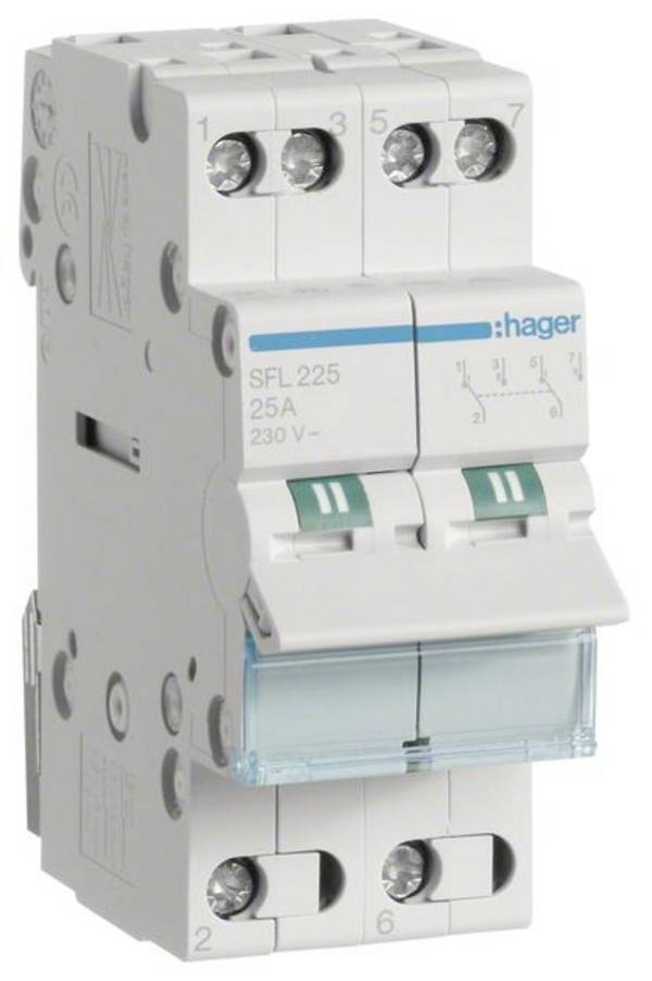 Wechselschalter 2polig 25 A 2 Wechsler 230 V Hager SFL225