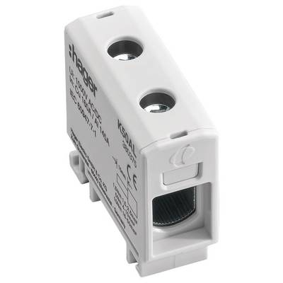 Weißes elektrisches Sicherungsmodul mit Hager-Logo und technischen Spezifikationen aufgedruckt.