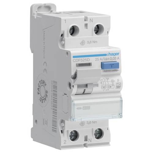 Thumbnail - Hager CDF525D FI-Schutzschalter F 2polig 25 A 0.03 A 230 V