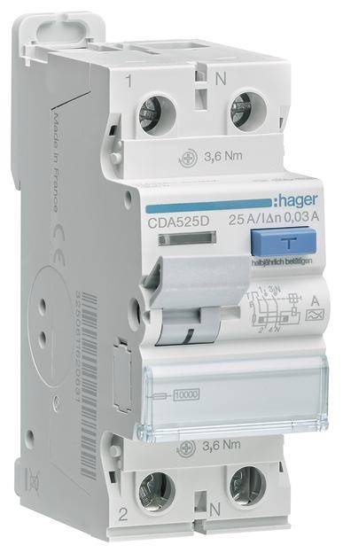 Hager CDA525D FI-Schutzschalter A 2polig 25 A 0.03 A 230 V