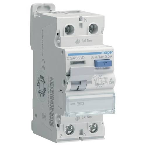 Thumbnail - Hager CGA563D FI-Schutzschalter A 2polig 63 A 0.5 A 230 V