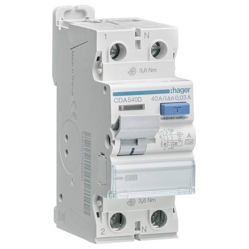 Thumbnail - Hager CDA540D FI-Schutzschalter A 2polig 40 A 0.03 A 230 V