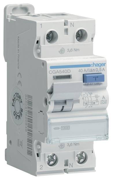 Hager CGA540D FI-Schutzschalter A 2polig 40 A 0.5 A 230 V
