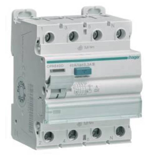 Thumbnail - Hager CPA640D FI-Schutzschalter A 4polig 40 A 0.3 A 400 V