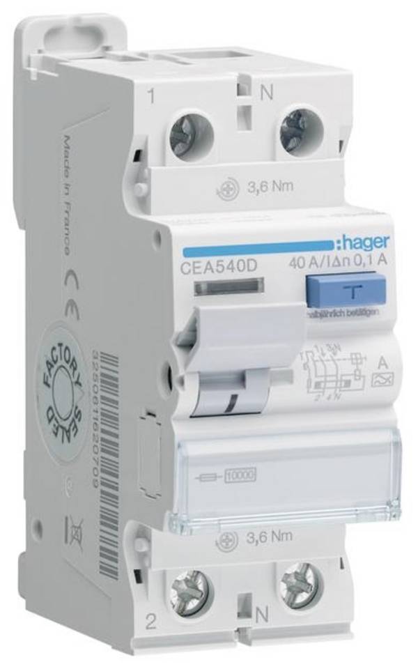 Hager Fehlerstromschutzschalter CEA540D