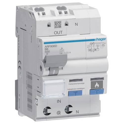 Hager ARF906D FI-Schutzschalter/Leitungsschutzschalter 2polig 6 A 0.03 A 230 V