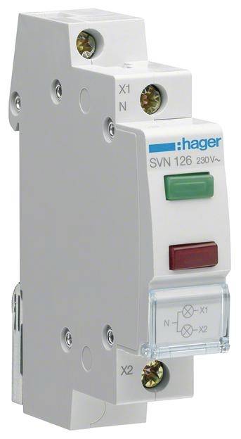 HAGER LED-Leuchtmelder 2-fach SVN126 grau rot 230VAC 1PLE