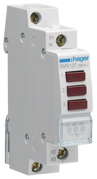 HAGER LED-Leuchtmelder 3-fach SVN127 rot 230VAC 1PLE
