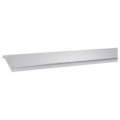 Silbernes, flaches Metallprofil in rechteckiger Form. Verwendet für Bauzwecke oder als Abdeckung. Glatte, glänzende Oberfläche.