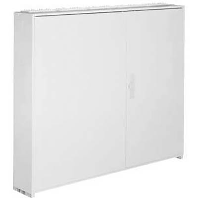 Weißer Metallschrank mit zwei Türen.