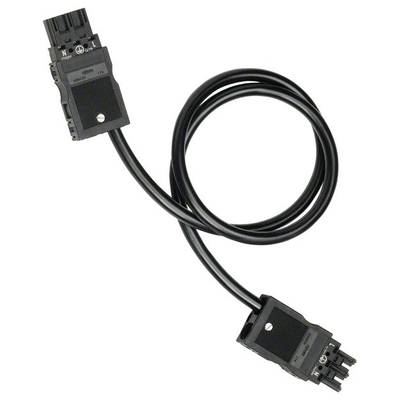 Schwarzes elektrisches Verbindungskabel mit zwei Steckverbindern an den Enden, geeignet für industrielle Anwendungen.