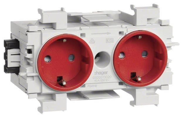 GS20013020 Elektro-Sockelleisten-Zubehör Sonstiger Steckverbinder Steckdosencontainer Rot 1 St.
