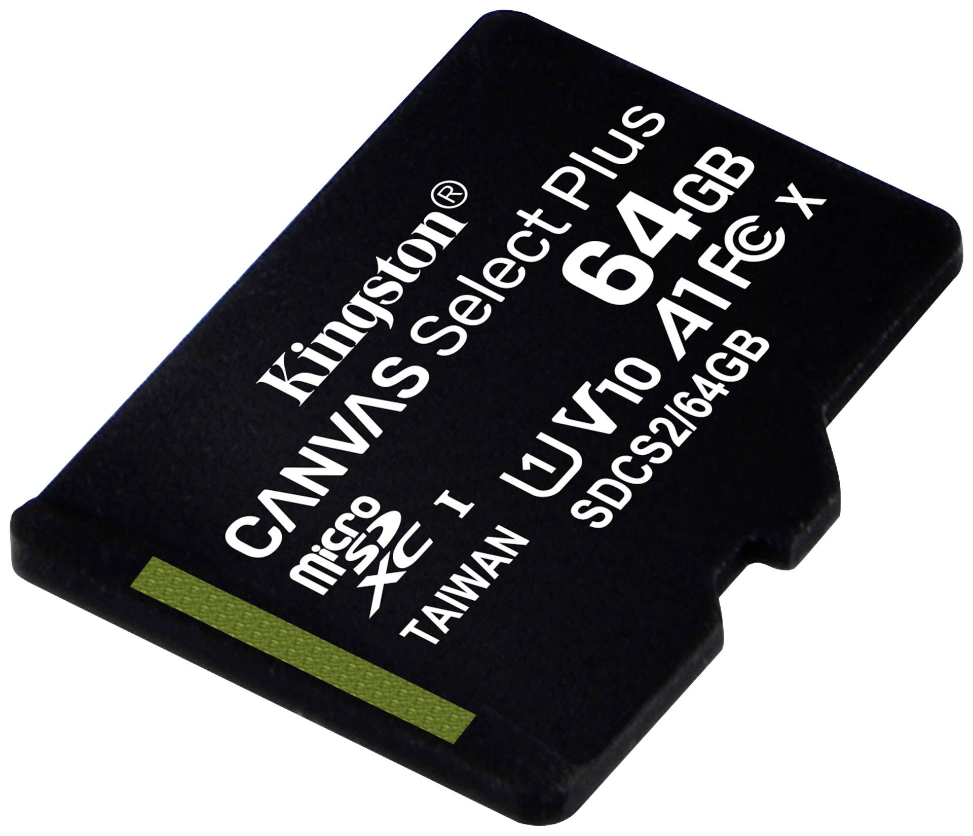 Mikro-SD-Karte von Kingston, Modell 'Canvas Select Plus' mit 64 GB Kapazität. Geeignet für die Speicherung von digitalen Daten.