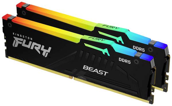 Kingston FURY Beast RGB PC-Arbeitsspeicher Kit DDR5 64 GB 2 x 32 GB Non-ECC 6000 MHz 288pin DIMM CL36 KF560C36BBEAK2-64