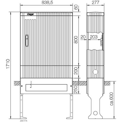 Hager ZAK177A Kabelverteilersäule Grau (RAL 7035) 1 St.