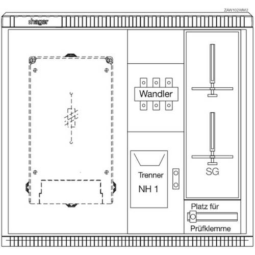 Hager ZAW102WM2 Wandler- und Messschrank Aufputz Inhalt 1 St.
