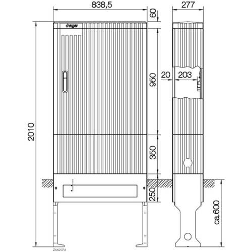 Hager ZAK207A Kabelverteilersäule Grau (RAL 7035) 1 St.