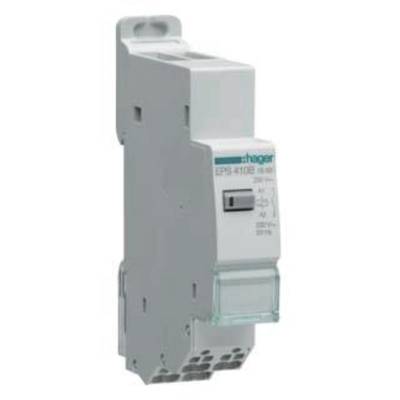 Ein elektrischer Leitungsschutzschalter von Hager, grau, mit Kippschalter für die Steuerung elektrischer Stromkreise.