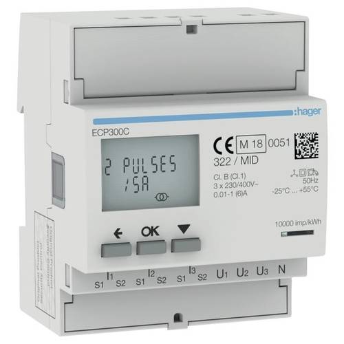 Hager ECP300C Wechsel-, Drehstromzähler 1 St.