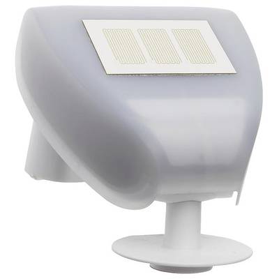 Eine weiße, gewölbte Kamera mit einem rechteckigen Sensor auf der Oberseite, montiert auf einem drehbaren Standfuß.