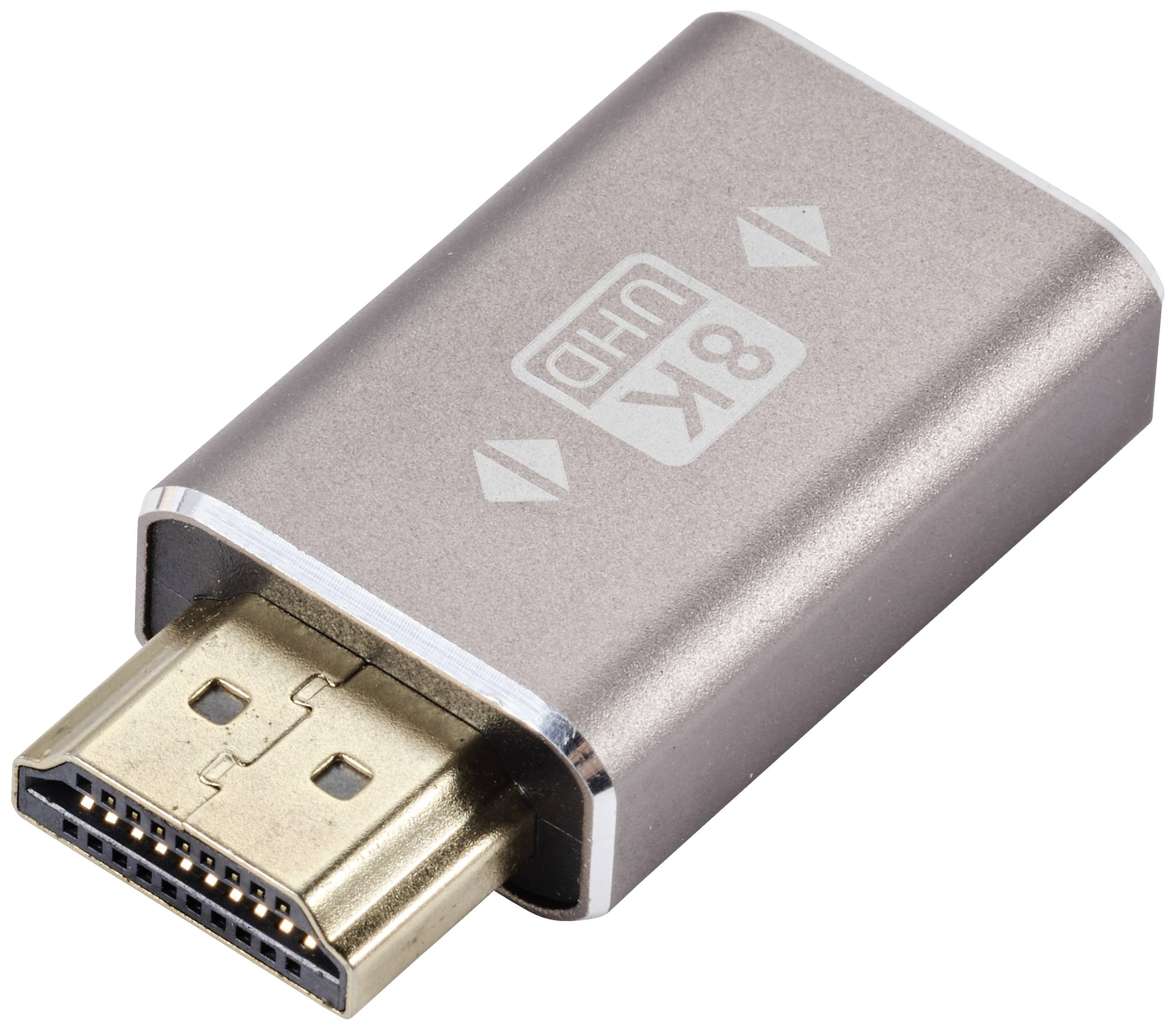 Ein Adapter mit HDMI-Stecker und '8K UHD' Beschriftung, geeignet für hochauflösende Videoverbindungen.