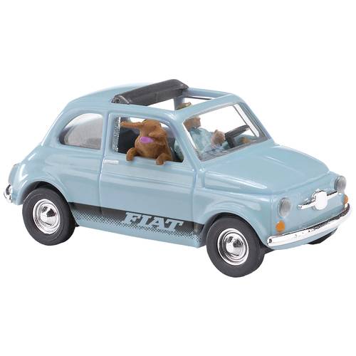 Busch 48735 H0 PKW Modell Fiat 500 mit Fahrer und Hund