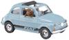 Busch 48735 H0 PKW Modell Fiat 500 mit Fahrer und Hund