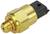Ein goldfarbener Drucksensor mit schwarzem Anschluss, zeigt mechanische Teile zur Messung von Druckänderungen.
