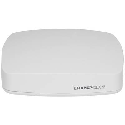Weiße, rechteckige Smart-Home-Steuerung mit dem Logo 'HOMEPILOT' rechts unten. Gerät dient zur zentralen Hausautomatisierung.