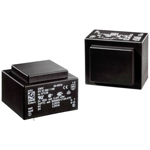 Thumbnail - Hahn BV EI 382 1191 Printtransformator 1 x 230 V 1 x 12 V/AC 4.5 VA