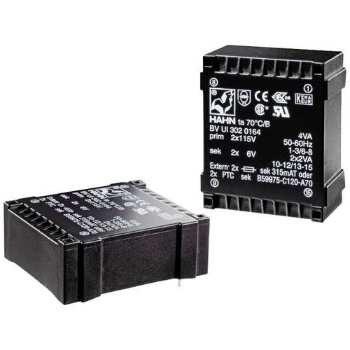 Thumbnail - Hahn BV UI 303 0158 Printtransformator 2 x 115 V 2 x 9 V/AC 6.0 VA