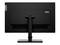 Rückansicht eines schwarzen Lenovo-Monitors aus der ThinkVision-Serie, mit Fokus auf den verstellbaren Standfuß und die Anschlüsse.