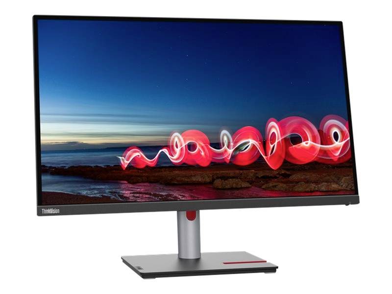 Ein Computermonitor zeigt langbelichtete rote Lichtspuren vor einer Landschaft bei Dämmerung.