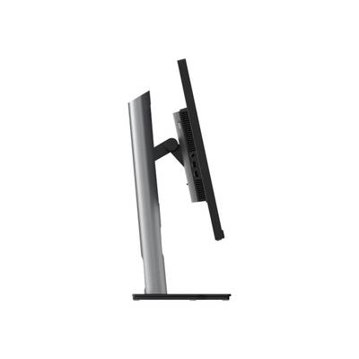 Ein Computerbildschirm von der Seite gezeigt, mit einem schwenkbaren Standfuß für ergonomische Anpassung.