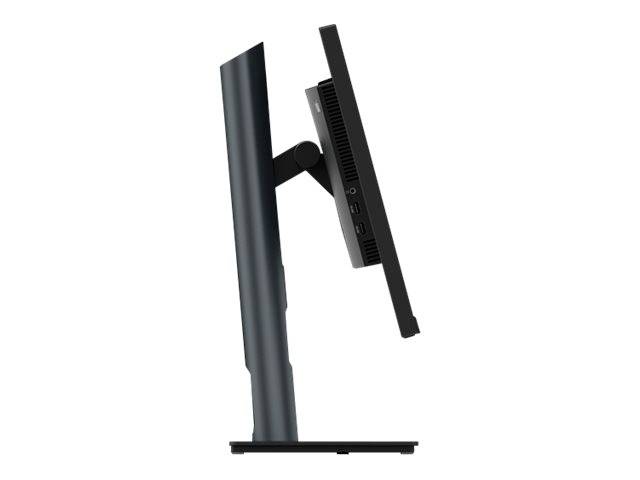 Seitenansicht eines Computermonitors mit verstellbarem Ständer. Der Monitor zeigt ein schlankes, modernes Design.