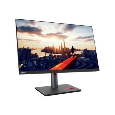 Ein moderner Computerbildschirm zeigt eine Skyline bei Sonnenuntergang mit einer Person, die auf einem Dach steht, überblickend die Stadt.
