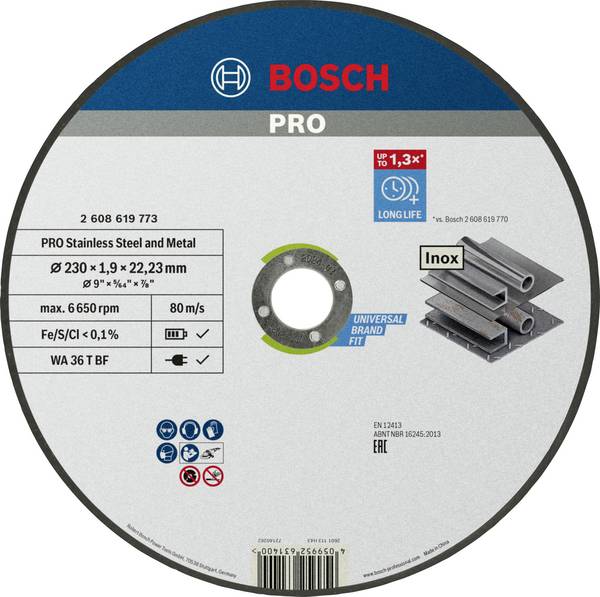 Bosch Accessories Standard for Inox 2608619773 Trennscheibe gerade 230 mm 1 St. Stahl