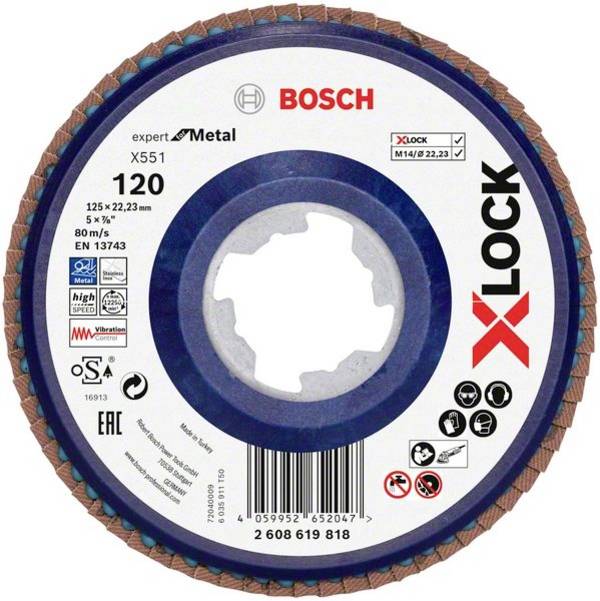 Bosch Accessories 2608619818 X551 Fächerschleifscheibe Durchmesser 125 mm Bohrungs-Ø 22.23 mm Körnung (num) 120  1 St.