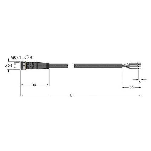 Thumbnail - Turck 6625554 Sensor-/Aktor-Anschlussleitung 5 m Polzahl Sensoren: 4 1 St.