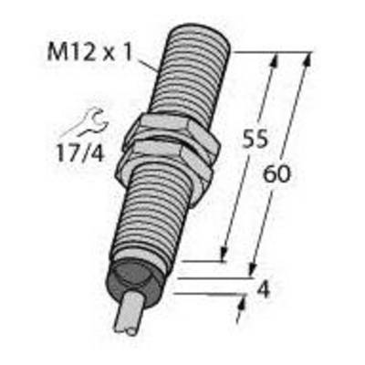 Technische Zeichnung eines M12 x 1 Zündkerzenadapters, mit Maßen: Gesamtlänge 60 mm, Gewindelänge 55 mm, Sechskantgröße 17 mm.
