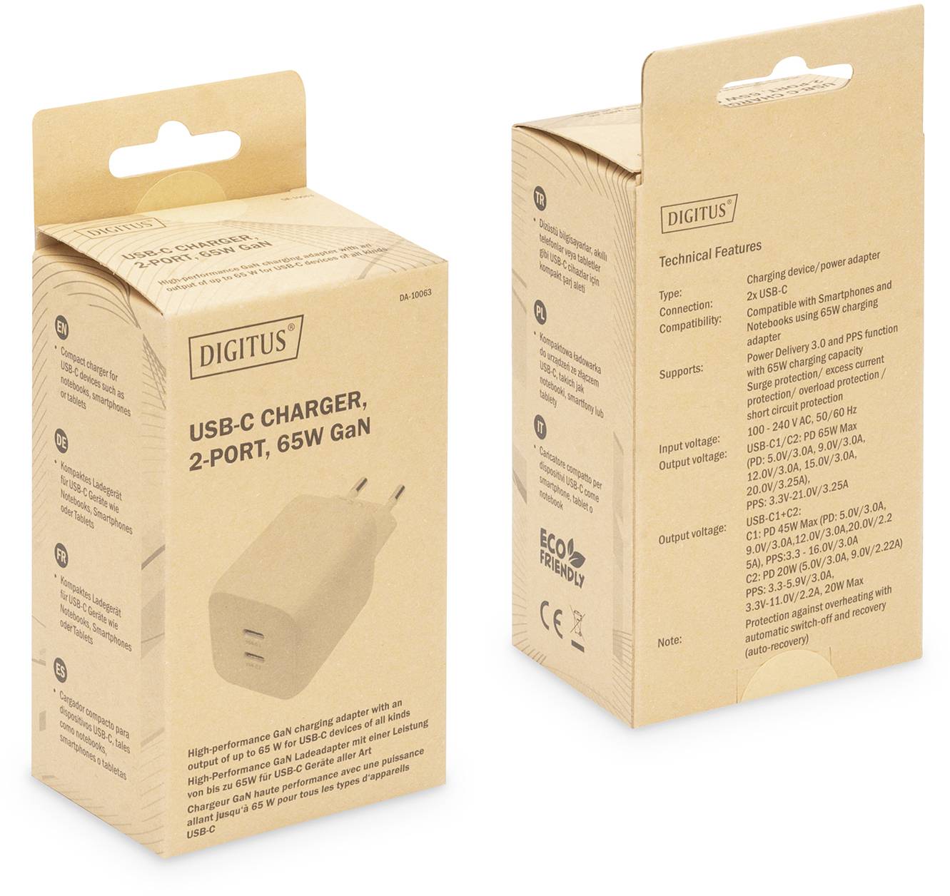 DIGITUS - USB-C Ladegerät, 2-Port, 65W GaN-4