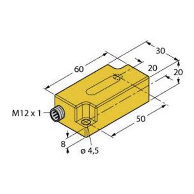 'Technische Zeichnung eines rechteckigen Bauteils (60x30x20 mm) mit M12x1 Gewinde und Bohrung Ø 4,5 mm, verschiedene Maße angegeben.'