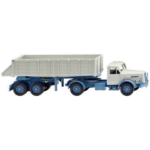 Thumbnail - Wiking 067711 H0 LKW Modell Henschel Hinterkippersattelzug, hellblau/papyrusweiß