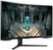 Ein gebogener Gaming-Monitor zeigt ein futuristisches, leuchtendes Tempel-Interieur, das ein immersives Spielerlebnis bietet.