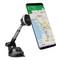 Ein Smartphone auf einer Kfz-Halterung zeigt eine Navigationskarte mit einer Route an.