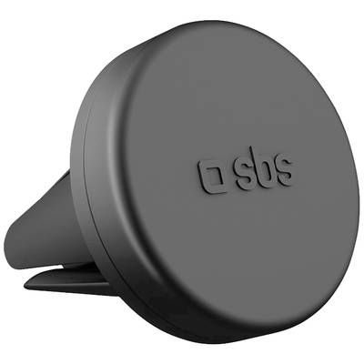 Schwarzer runder Auto-Luftauslass-Handyhalter mit eingeprägtem 'sbs'-Logo.