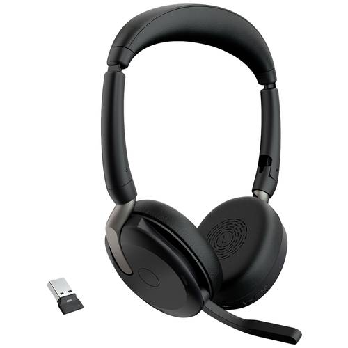 Thumbnail - Jabra Evolve2 65 Flex Link380a MS + Ladepad On Ear Headset Bluetooth® Stereo Schwarz Noise Cancelling Headset, Mikrofon-...