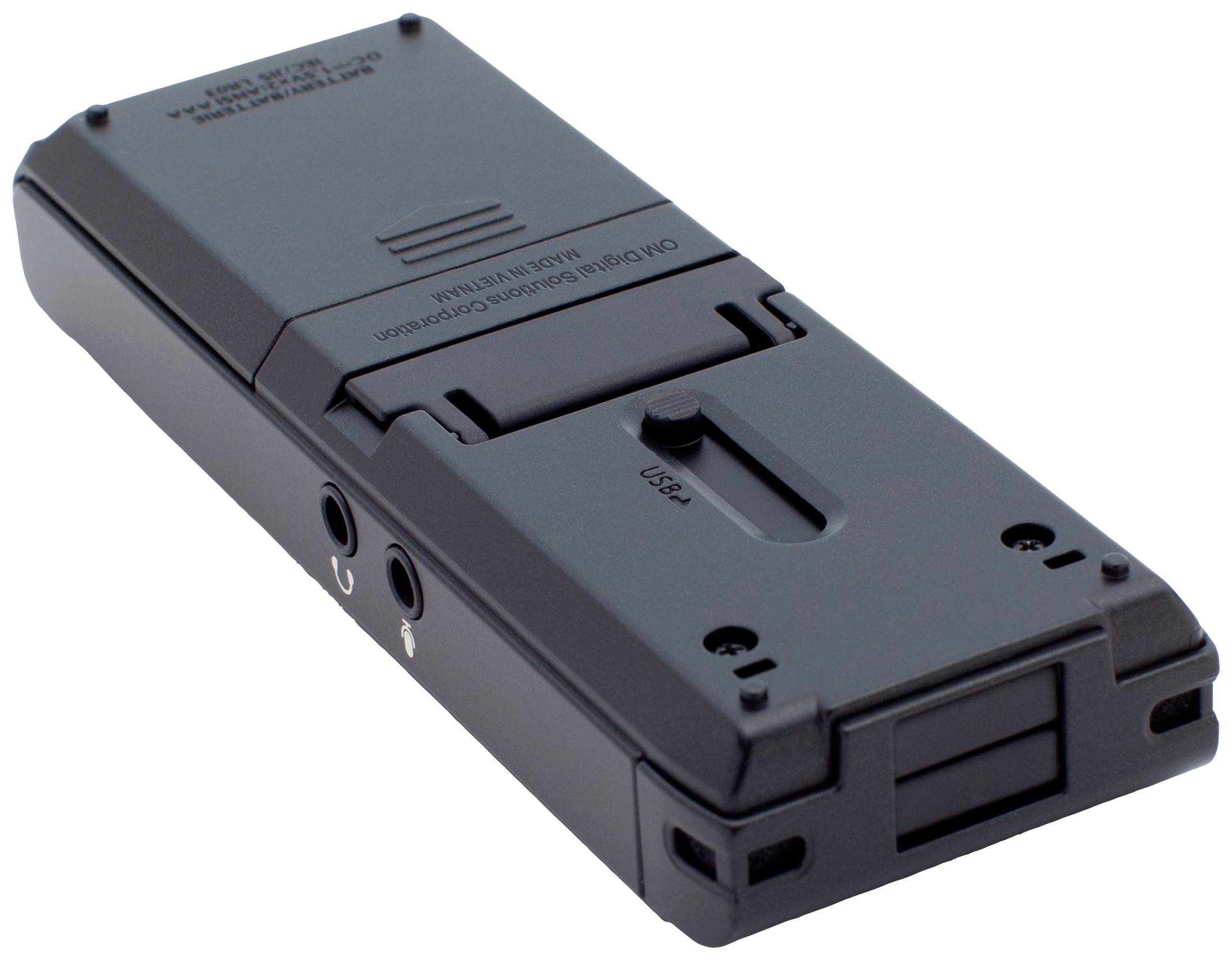 Ein rechteckiges, dunkles elektronisches Gerät mit mehreren Anschlüssen und Schiebereglern, möglicherweise ein Mess- oder Überprüfungsinstrument.